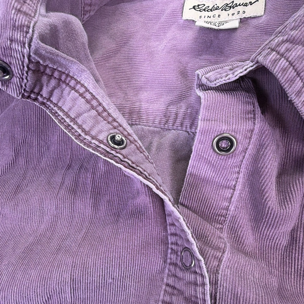 Eddie Bauer Womens M Corduroy Long Sleeve Shirt Snap Buttons - Lavender/Purple - Picture 3 of 6